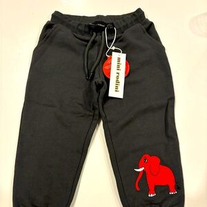 NWT Mini Rodini toddler sweatpants grey with red elephant. Size 1.5-3 years.